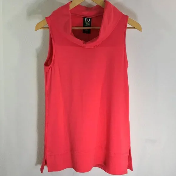 Pure Essence Bamboo Sleeveless Mock Neck Tunic – Coral Pink XS NWT - Picture 9 of 10
